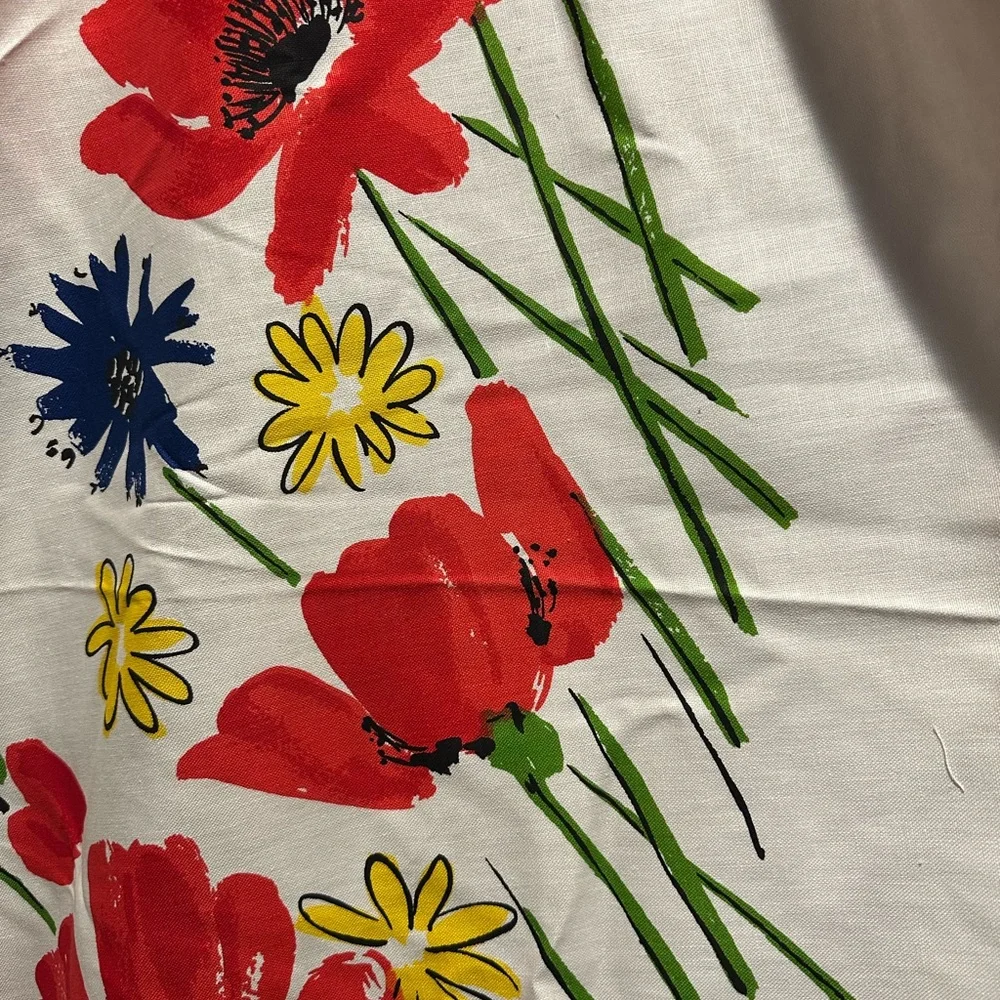 Sunny Americana Floral vintage Vera Neumann round table cloth 60” (25)